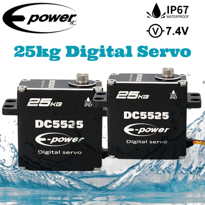 

NEW RC DC5525 Waterpoof Servo 25kg Digital Servo 180/270 Degree Full Metal For 1:8 1:10 RC Crawler SCX10 TRX4 D90 Parts Toys