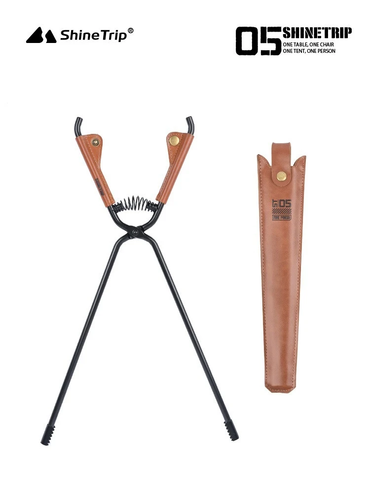 

Extended fire tongs with leather cover made of carbon steel thickened corrosion-resistant and heat-resistant camping fire tongs