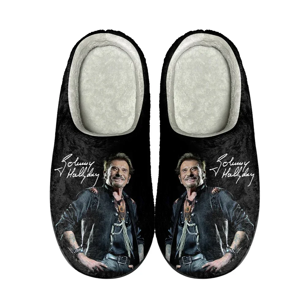 

Домашние хлопковые тапочки Johnny Hallyday Rock Star, высококачественные плюшевые модные повседневные тапочки унисекс, сохраняющие тепло, термостойкие тапочки