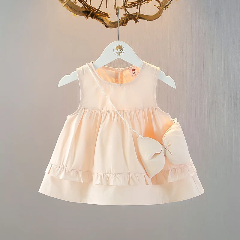 

2025 Summer New A-class Pure Cotton Girls' Sweet Vest Skirt Baby Cute Thin Dress Summer Outfit
