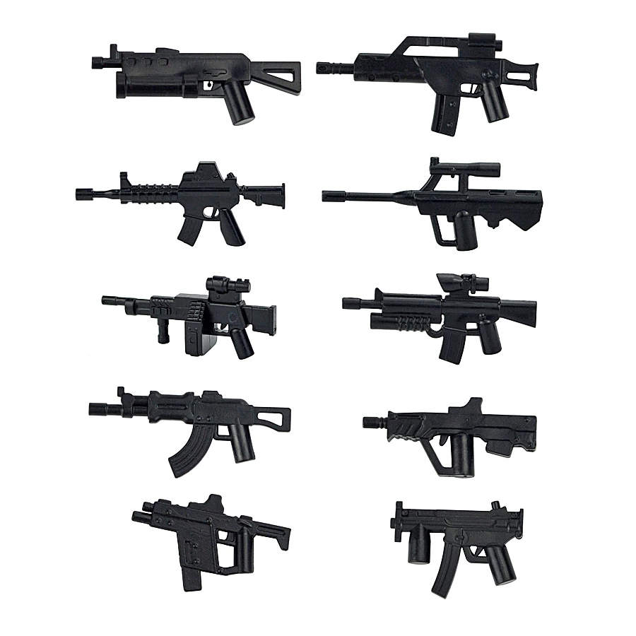 WW2 Military Weapon Accessories Building Blocks Army Soldiers Figures Black Machine Gun Part Educational Bricks Toys For Childen