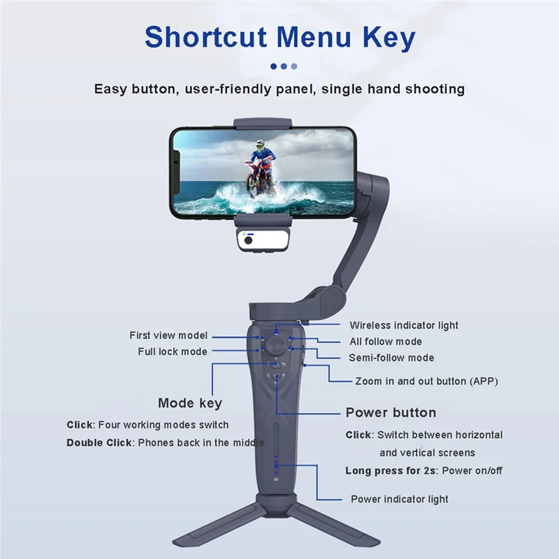 A52T F12 3-Axis Gimbal Stabilizer,LED Lighting,Support AI Intelligent Facial Tracking,Focus Control For Video/Photography