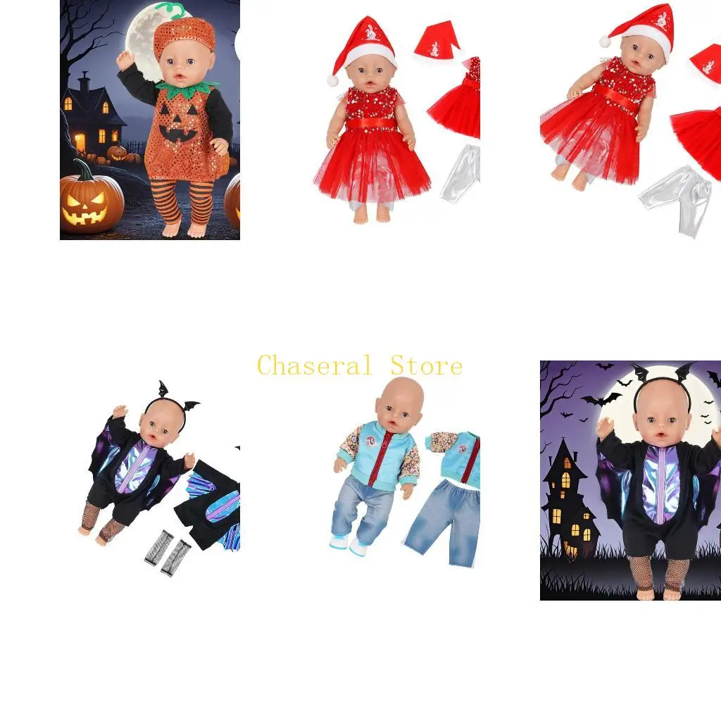 

E7CE Фестиваль Тема Кукольный наряд 18-дюймовая кукла для девочек Рождественский Хэллоуин Праздничный костюм