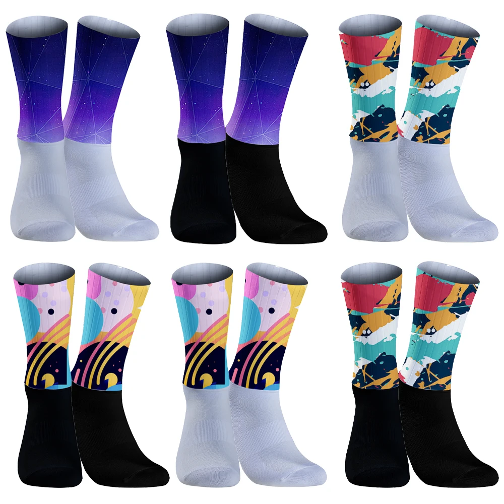 Chaussettes de sport respirantes et amortissantes pour hommes et enfants, longues chaussettes athlétiques, course à pied professionnelle, cyclisme, basket-ball, randonnée, noir, tendance