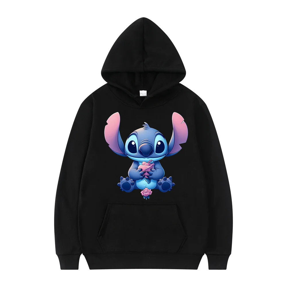 Cartoon Disney Women Hoodie Kawaii Lilo Stitch Graphic Sweatshirt Long Sleeve Hoodies Costume Funny Anime Pullover Clothing Tops