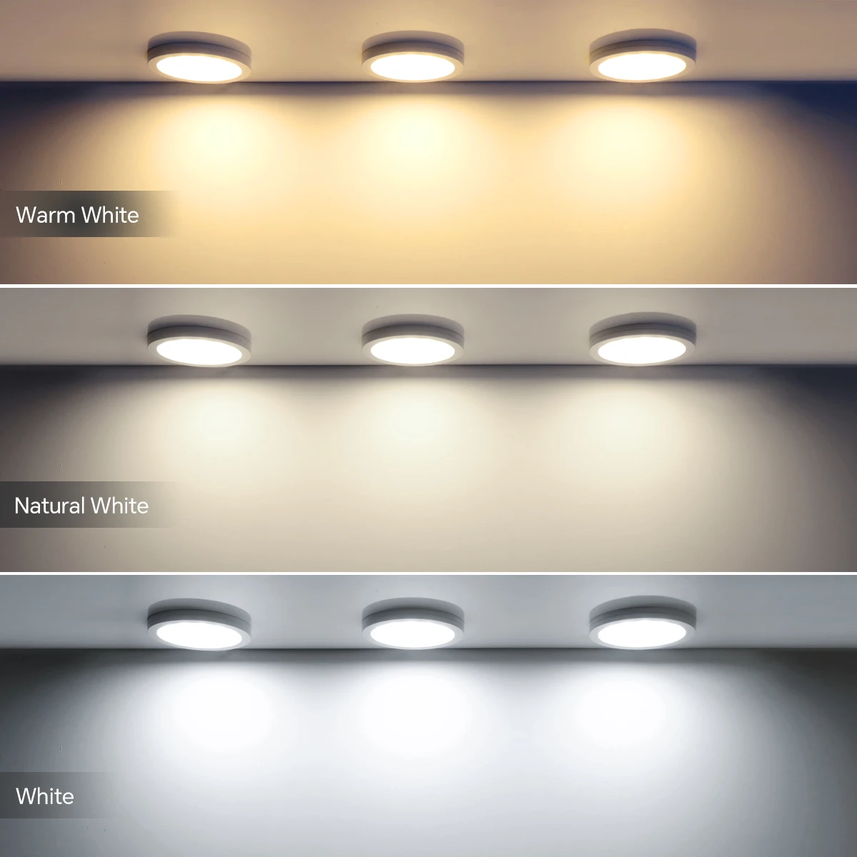 1-6PCS LED Under Cabinet Puck Lights White/Warm White/Neutral White Decor Mini Ceiling Lamp EU/US Plug