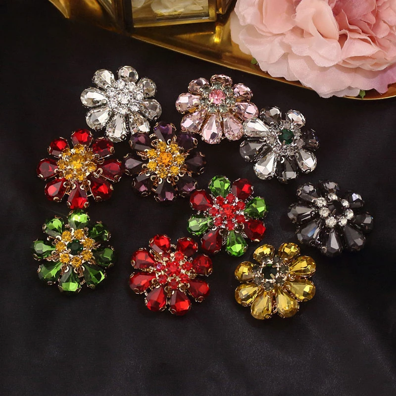 Rhinestone Buttons Woolen Coat Marten Overcoats Decorative Buttons Crystal Diamond Diamond Button Women