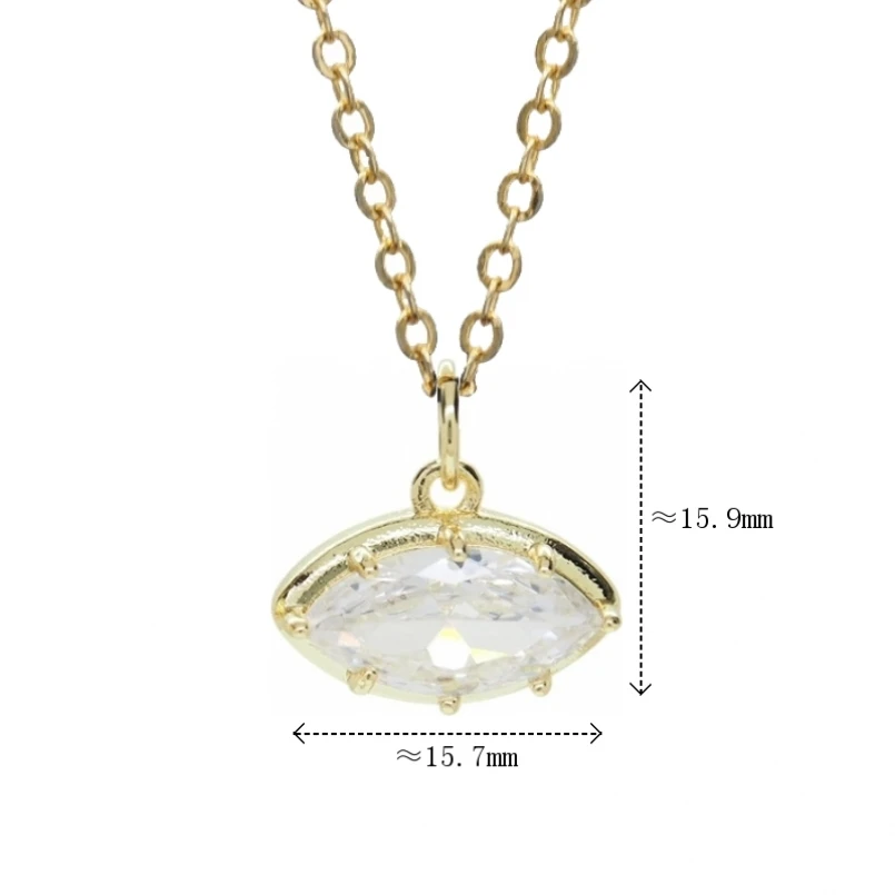 Chain Invisible Setting Necklace Copper Cubic Zirconia Marquise Shape Gold Color 18+2inch Jewelry Special Gift