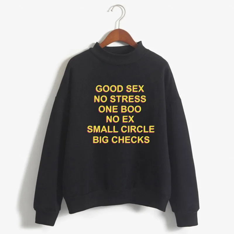 

Good Sex No Stress One Boo No Ex Small Circle Big Checks Print Women Sweatshirt Sweet Oneck Knitted Pullover Candy Color clothes