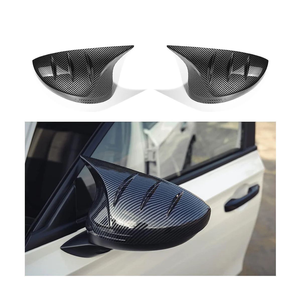 For Honda Civic 11Th Gen 2022 2023 Rearview Mirror Cover Horns Side Rear View Mirror Caps Trim - ABS Carbon