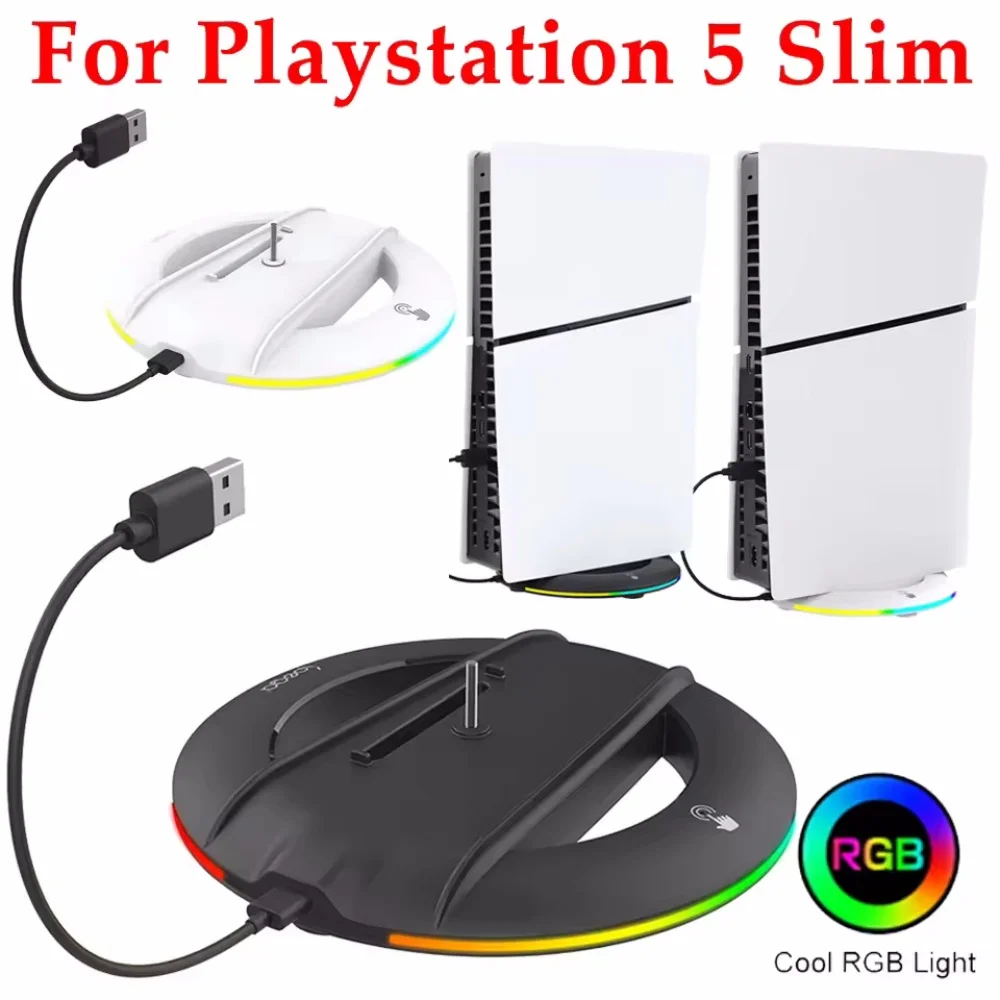 

Вертикальная охлаждающая подставка с RGB-подсветкой для PlayStation 5 Slim, для PS5 PRO (дисковая/цифровая версия), держатель-кронштейн, игровой аксессуар