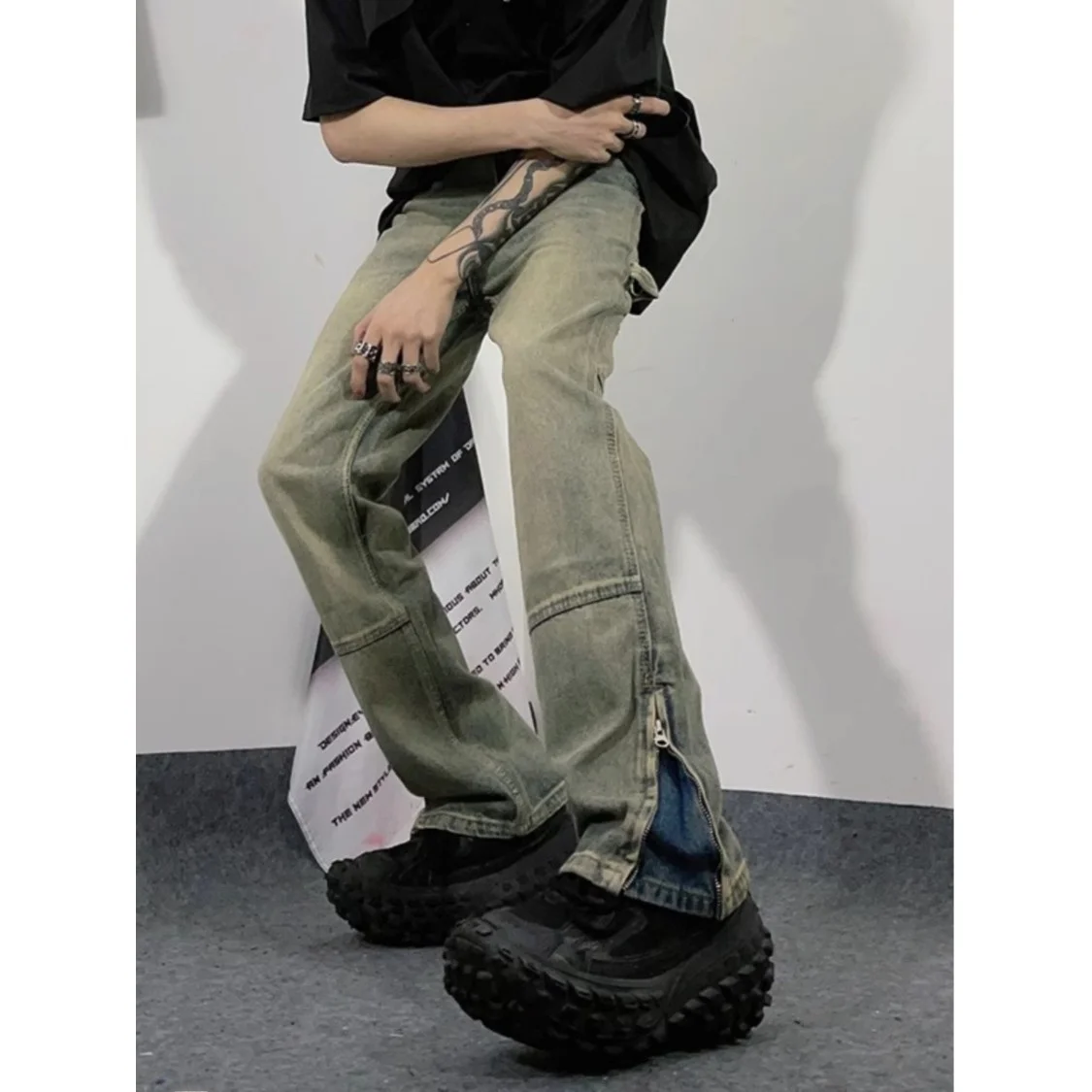 

Summer Large Size 250 Pou Retro Workwear Jeans Men Loose Straight Leg Wide Leg Pants Cool American High Street Long Pants