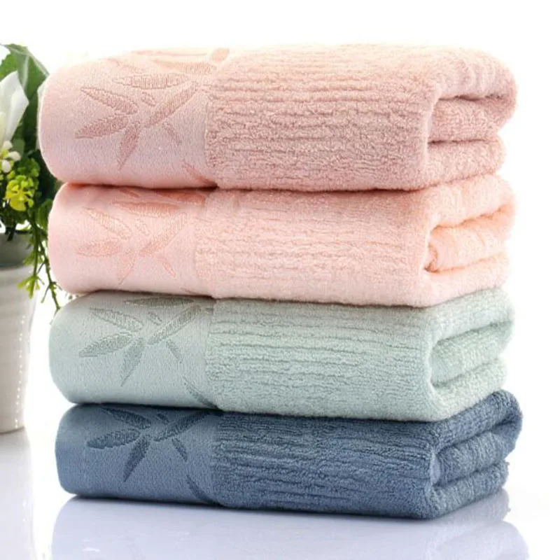 2Pcs/Set or 4Pcs/Set Bamboo Fiber Bamboo Pattern Face Towel Solid Color Soft Absorbent Material Bath Towel Bathroom Clean Item