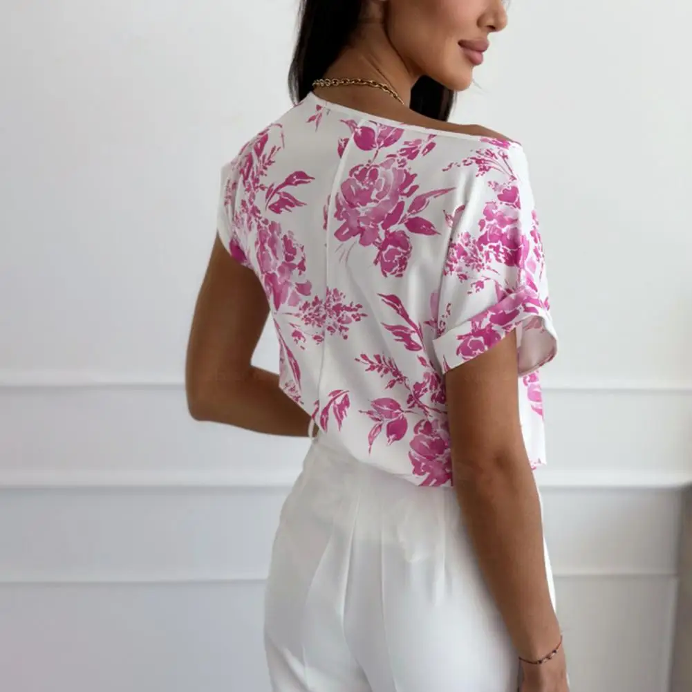 

Мягкий эластичный Топ, удобная дышащая рубашка, стильные женские летние повседневные рубашки с круглым вырезом и коротким рукавом, свободные топы для работы