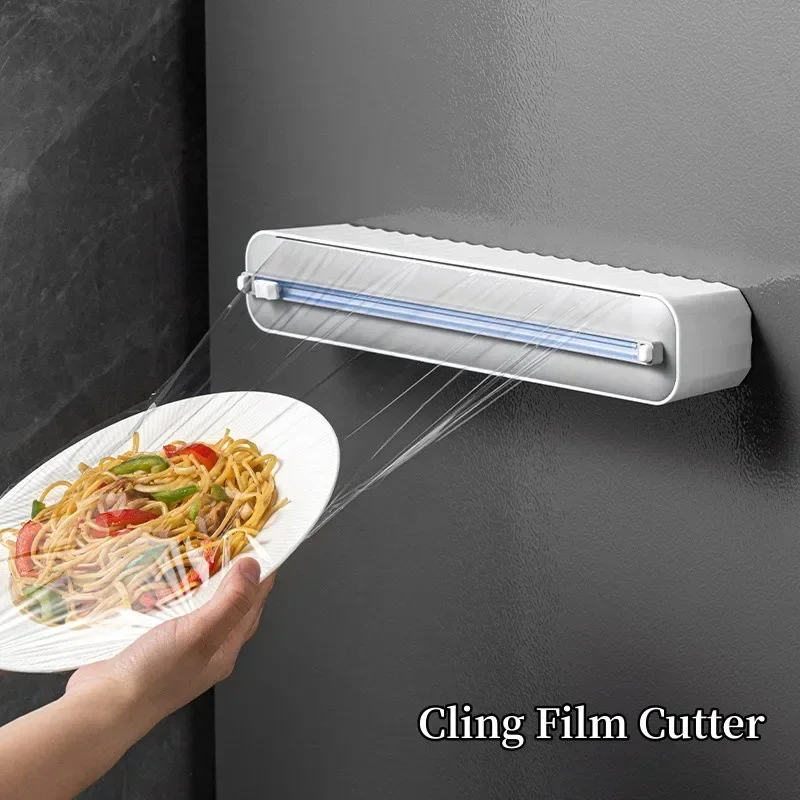 Cling Film Cutter Plastic Wrap Magnetic Suction Tinfoil Baking Paper Cutting Box Injector Convenient Kitchen Tool Storage Holder