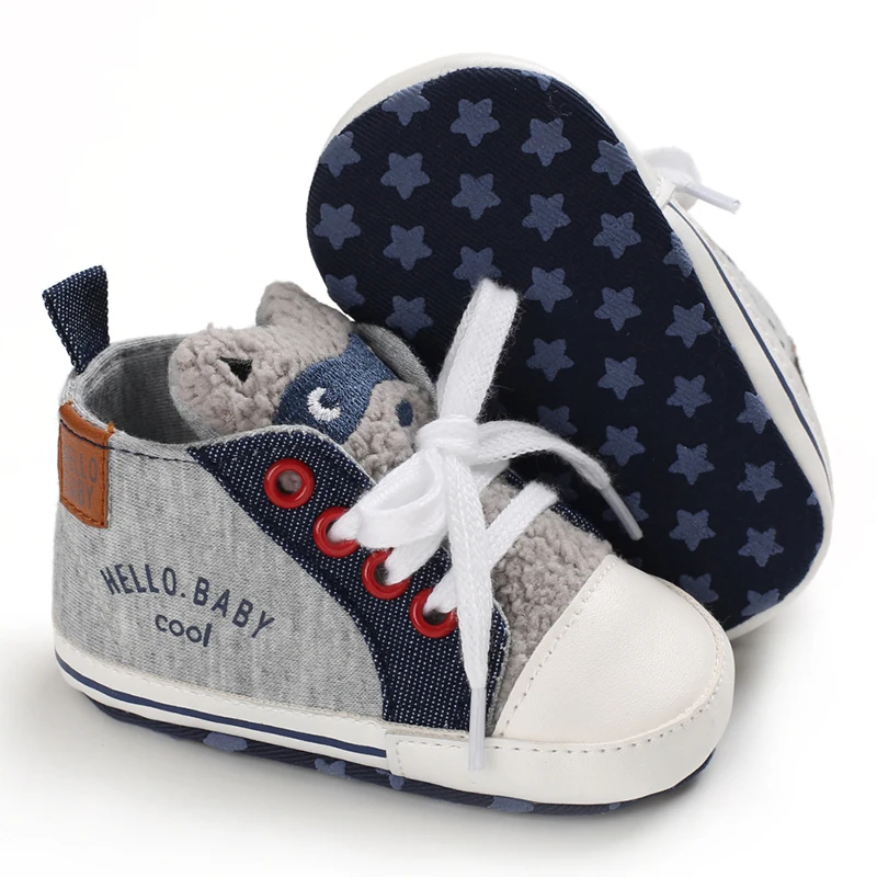 Neue, modische High-Top-Sneaker für Jungen, Mädchen, mit Cartoon-Motiven, lässig, weicher Stoffsohle, rutschfest, ideal als erste Schuhe zum Laufenlernen. – Detail 11