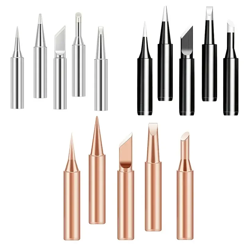 5Pcs Soldering Iron Tips Set - 900M Pure Copper Heads For Maximum Performance & Durability!