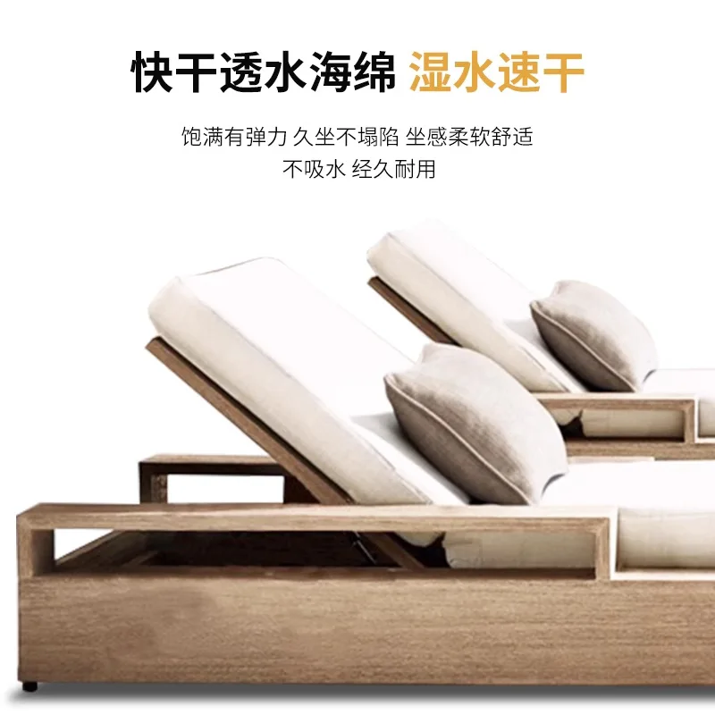 Outdoor deck chairs, preservative wood pool beds, hotel outdoor old homestay pool chairs
