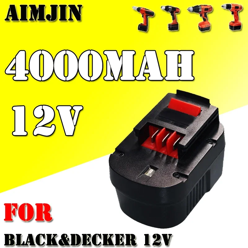 

For Black & Decker 12V 4000mAh Ni-MH Battery，Compatible with A12ex Fsb12 Fs120b A1712 HP12k HP12 Power Tools
