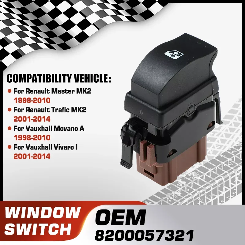 

For Renault Master MK2 Renault Trafic MK2 Vauxhall Movano A Vauxhall Vivaro I Electric Power Car Window Control Switch Button