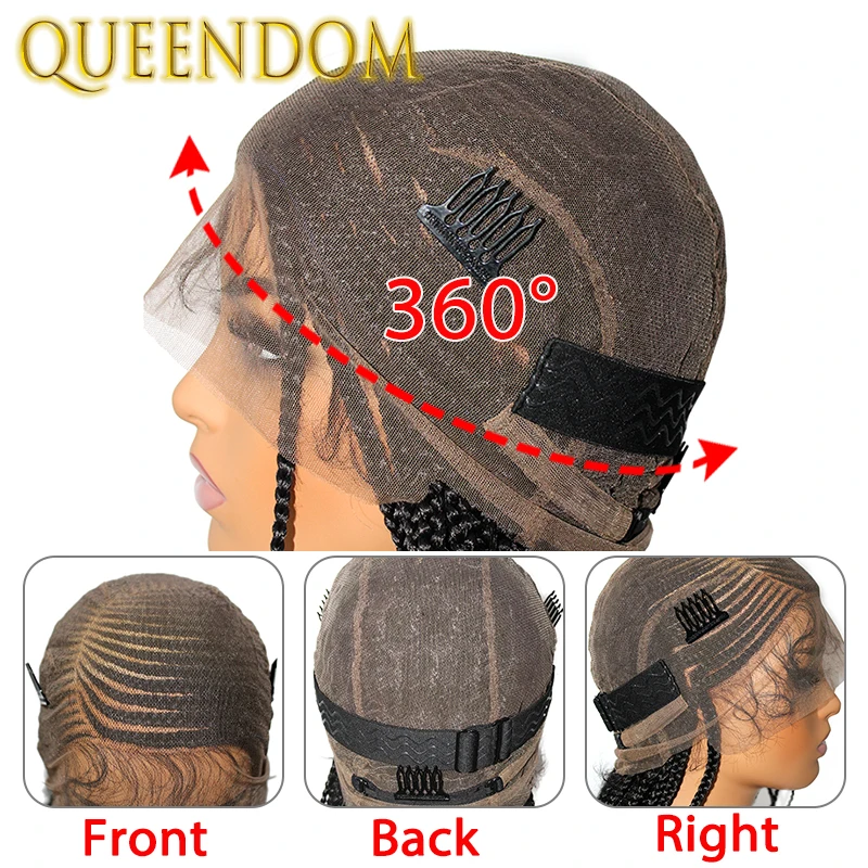 36\'\' Long Full Lace Cornrow Braid Wig Knotless Side Part Braided Synthetic Glueless Wig Box Braids Goddess Wigs With Baby Hairs