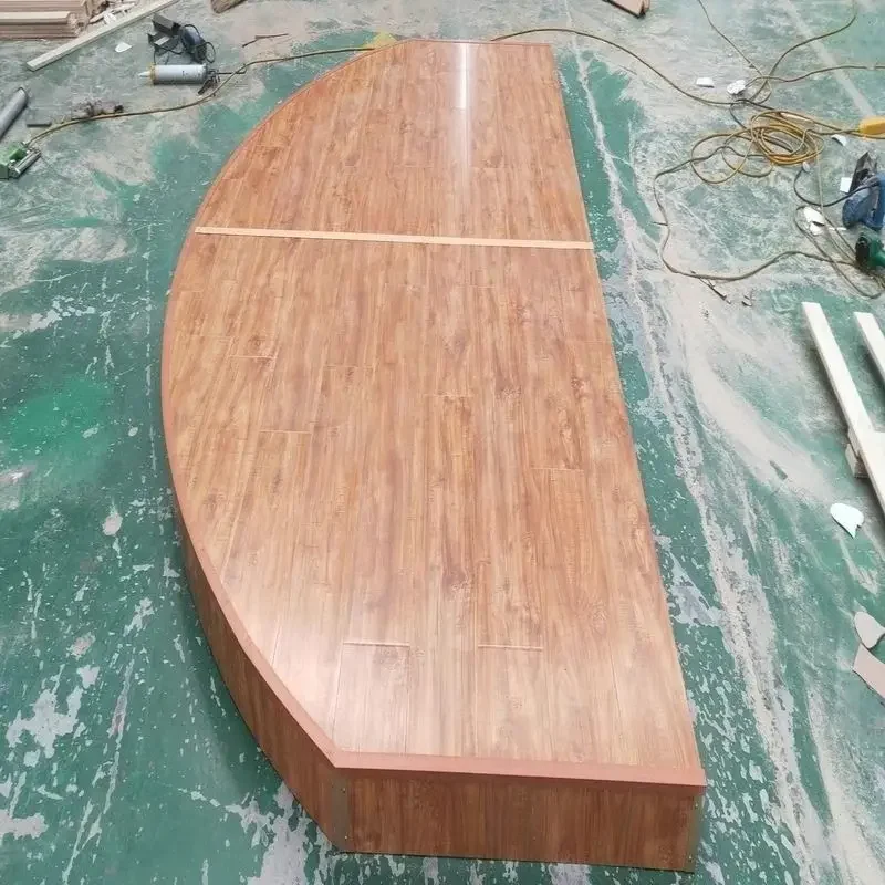 Curved platform custom podium teacher platform steps increased wooden frame steel frame semi-circular fan school classroom dance