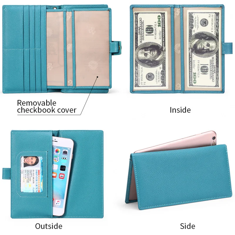 Western Candy Color Zipper Hasp Wrist Women Wallet Large Capacity Many Card Slot Leather Purse for Ladies