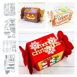 Halloween Birthday Christmas Twisty Treat Box Die Set House Metal Cutting Dies Scrapbooking Diary Stencil DIY Greeting Card Gift