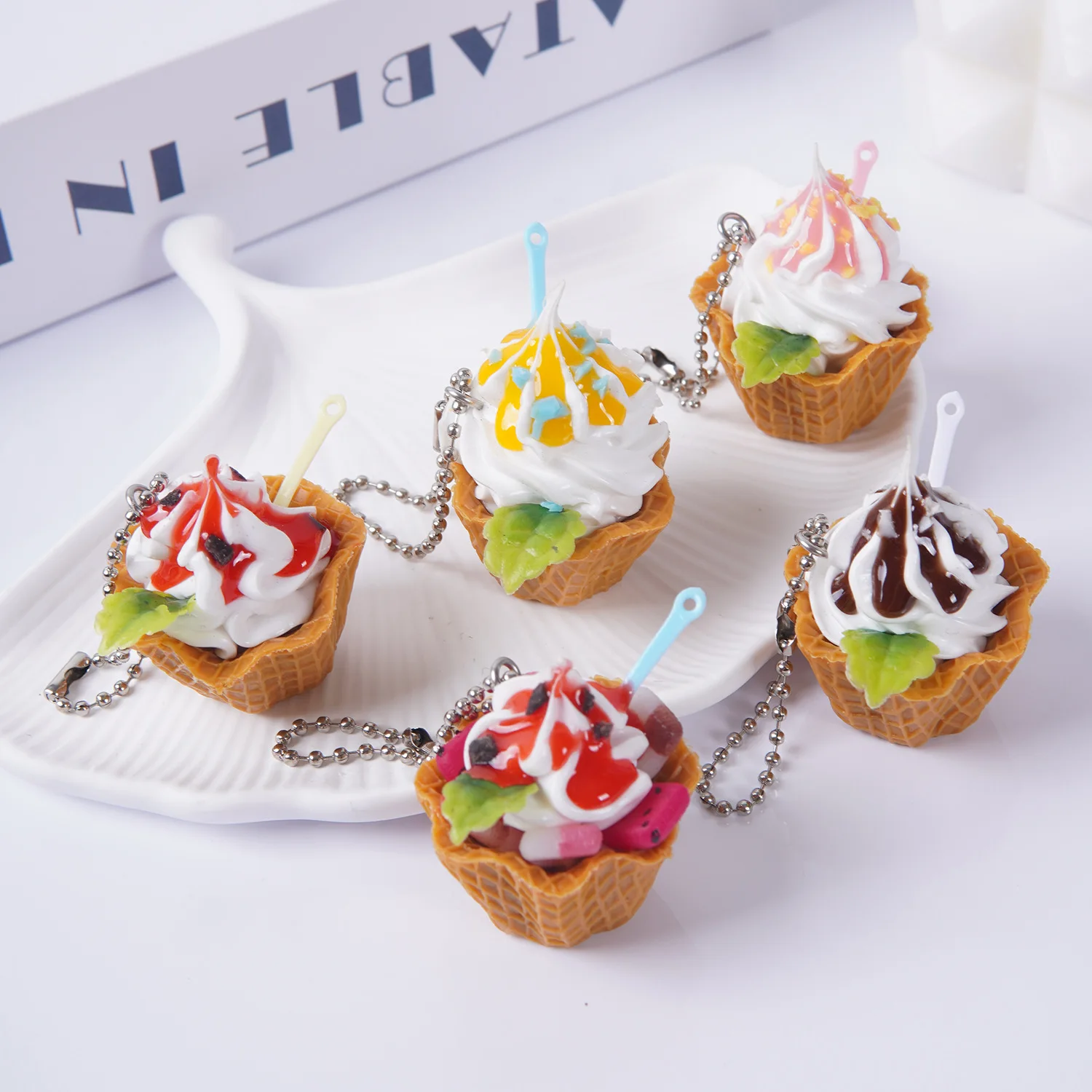 

Artificial Ice Cream Flower Holder Mini Ice Cream Fake Food Toys Fruit Cream Dessert Cake Bead Simulation Home Decor Decorations