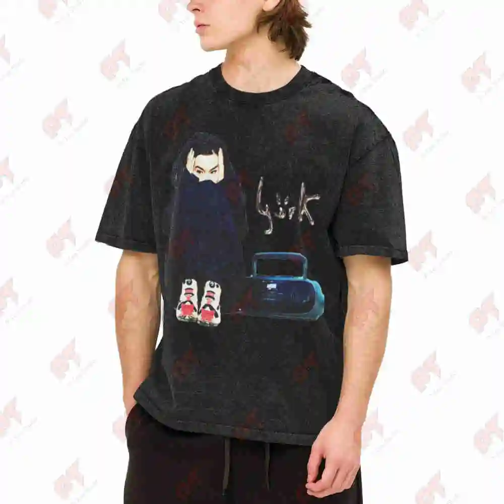Bjork Singer Music Vintage Washed Tee Pure Cotton T-Shirt