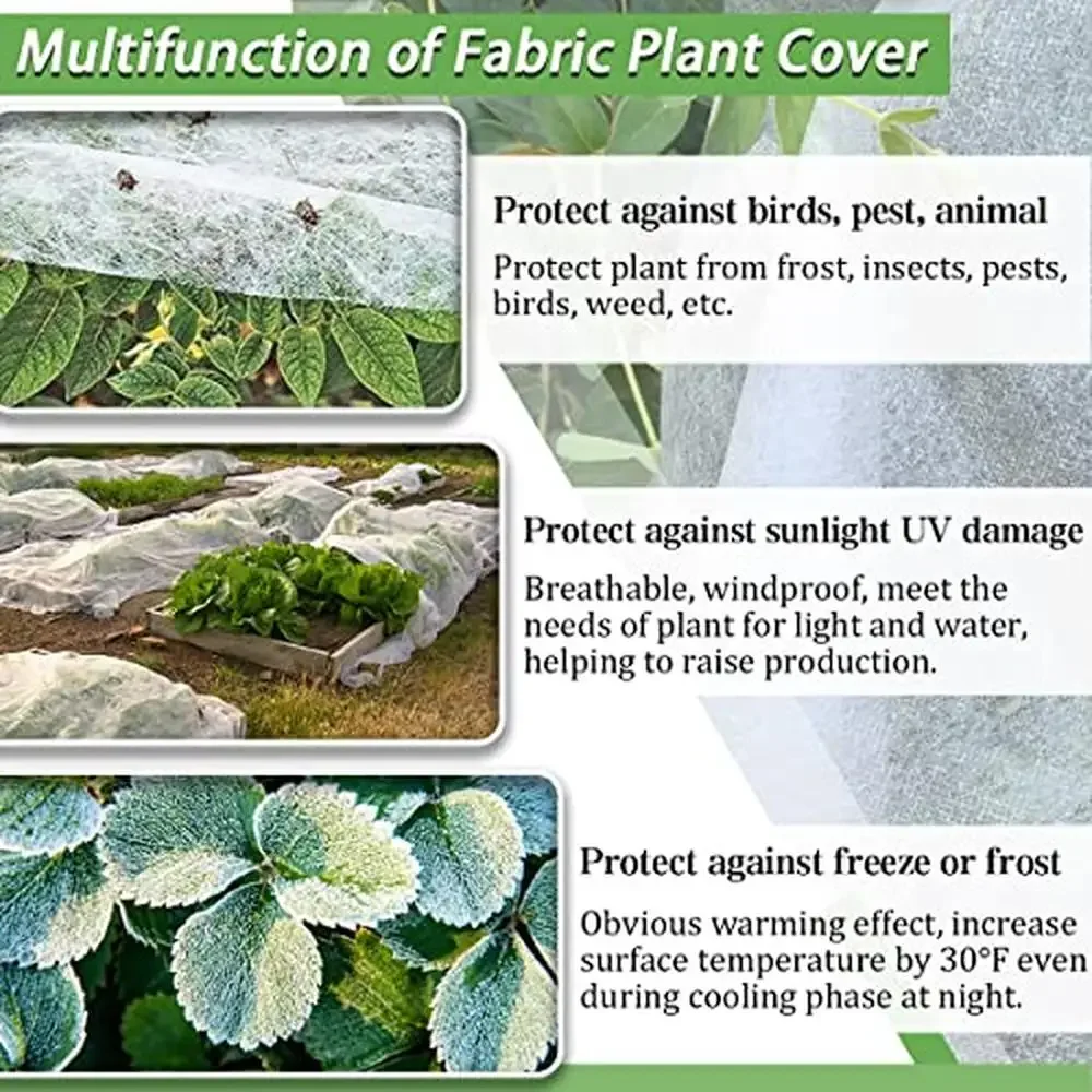 Freeze Protection Plant Blankets 7FT x 100FT 0.9oz Non-Woven Breathable Frost Cloth Garden Winter Sun Protection Row Cover Frost