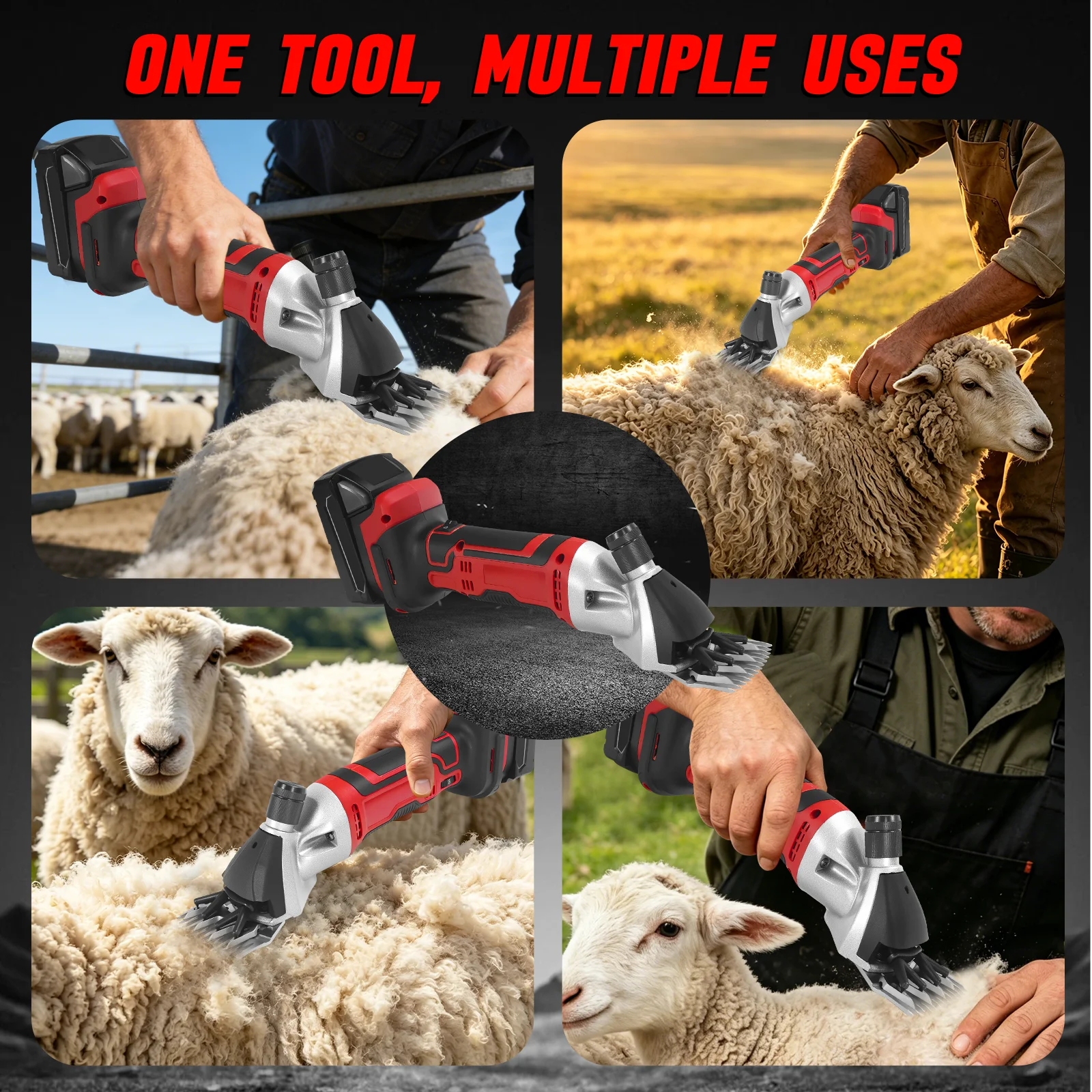 Cordless Electric Sheep Shears 750W Professional Animal Grooming Clippers 6-Speed Livestock Shearing For Milwaukee 18V Battery