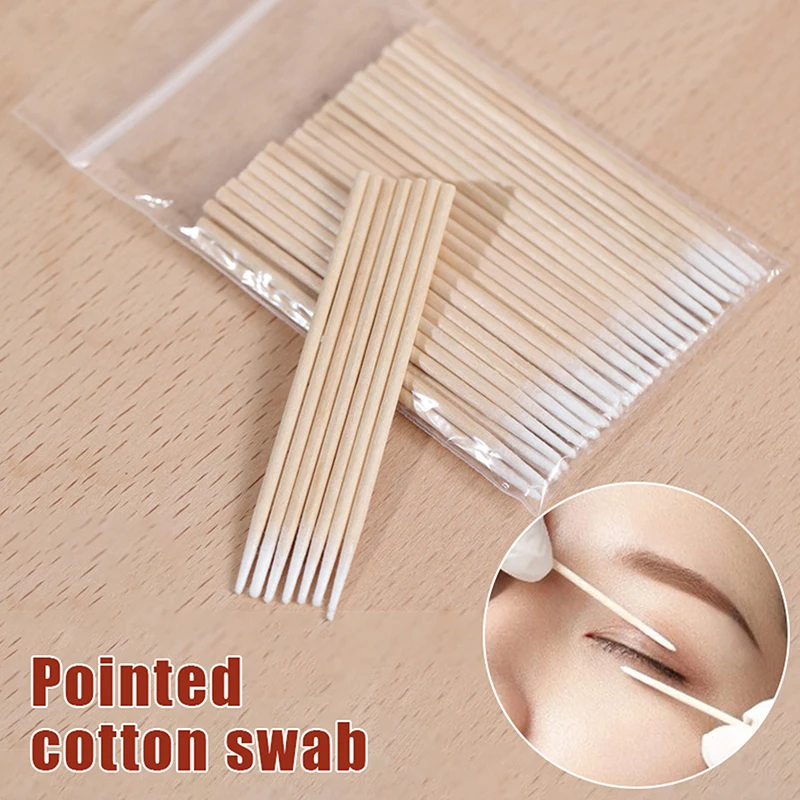 50/100Pieces Disposable Multipurpose Wood Cotton Swabs 7/10cm Makeup Cleaning Removing Tool Tattoo Permanent Supplies