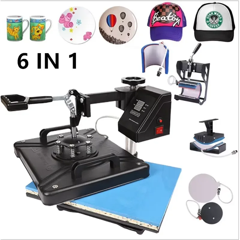 STROVAN Combo 6 in 1 Heat Press Printing Machine, High Quality Heat Press 12x15 Multifunctional Heat Transfer Machine