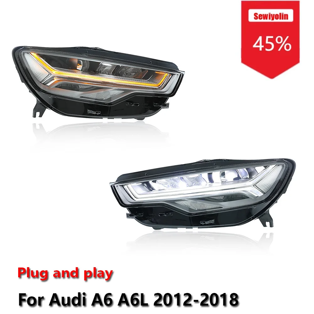 

Sewiyolin Car LED Matrix Headlight Accessories For Audi A6 A6L 2012-2018 DRL Brake Turn Signal Lamp Plug and Play