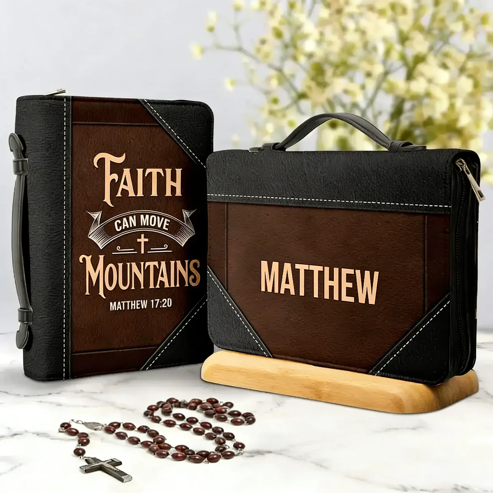 Bolsas Bíblicas para Mujer, Diseño con la Frase 'La Fe Puede Mover Montañas', Funda de Cuero para Biblia, Prácticas Bolsas de Almacenamiento para Biblia, Paquete Bíblico