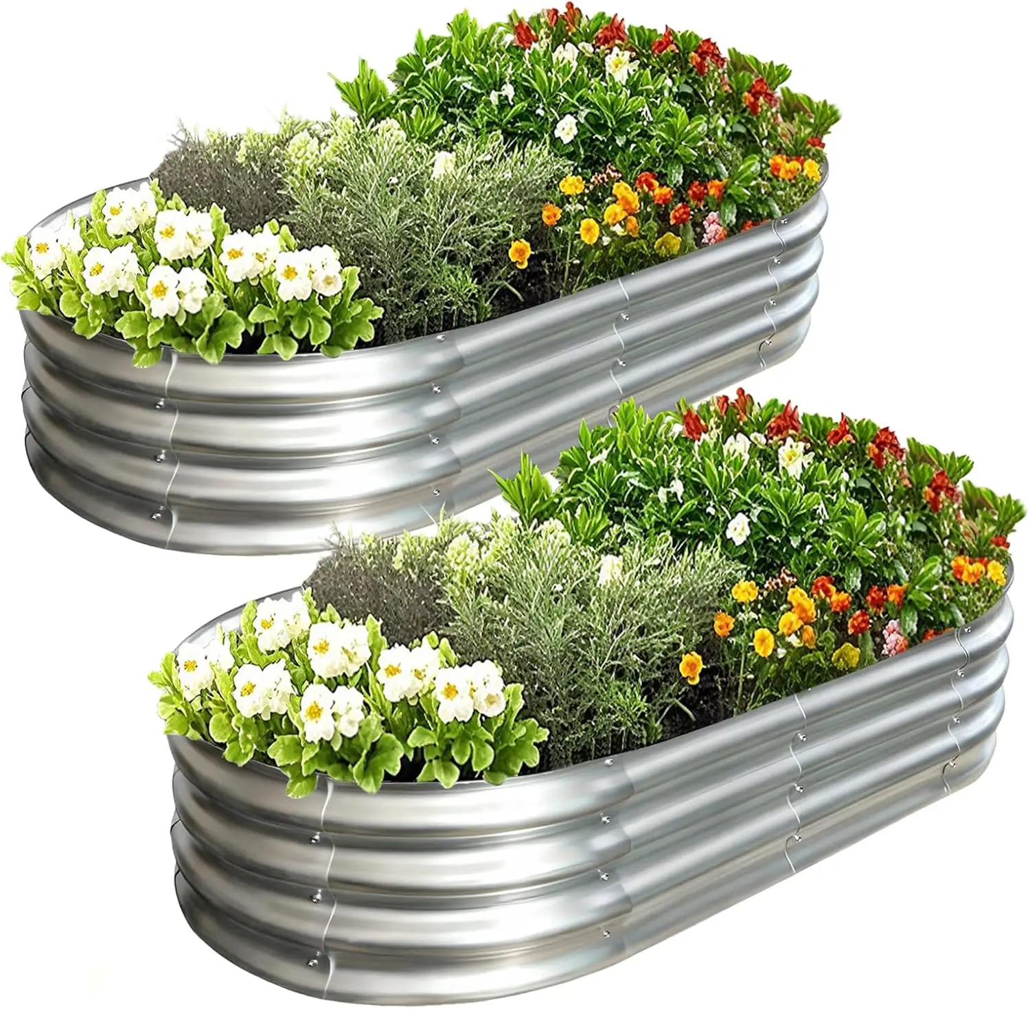 

4x2x1 Galvanized Metal Raised Garden Bed Planter Box for Plants, Vegetables, Flowers, Fruits