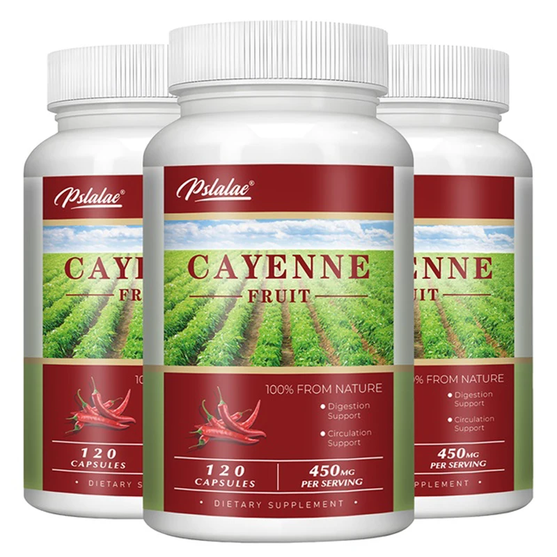 Cayenne Capsules 450mg - Improves Digestion, Supports Heart and Cardiovascular Health, Promotes Blood Circulation