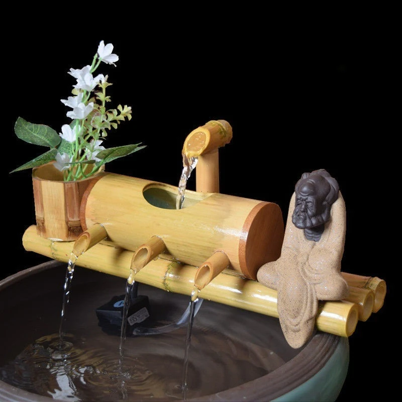 

Recycling fish tank bamboo running water pool bamboo tube filter decoration, bamboo running water tank