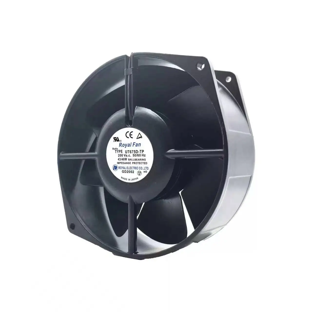 For Royal Fan UT675D-TP AC 200V 43/40W Ball Bearing Industrial Cabinet Machine Axial Cooling Fan Made in Japan CE cURus
