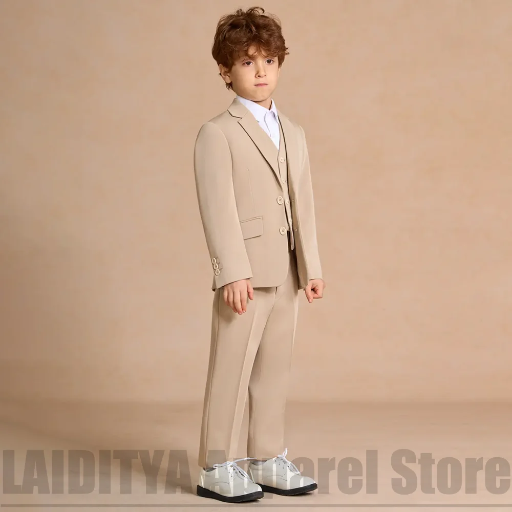Boys 3 Piece Suit Blazer Vest Pants Kids Formal Wedding Party Piano Performance Suit Flower Boys Outfit Custom Child Tuxedo