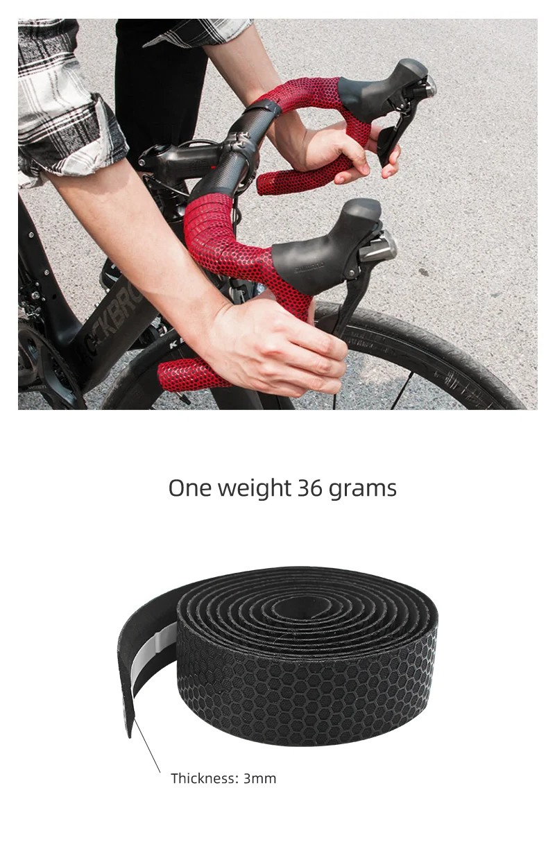 PCycling EVA Honeycomb Road Bicycle Handlebar Tape 2 Rolls 200cm x 3cm Textured Adhesive Bar Wrap with Bar End Plugs Cycling Set