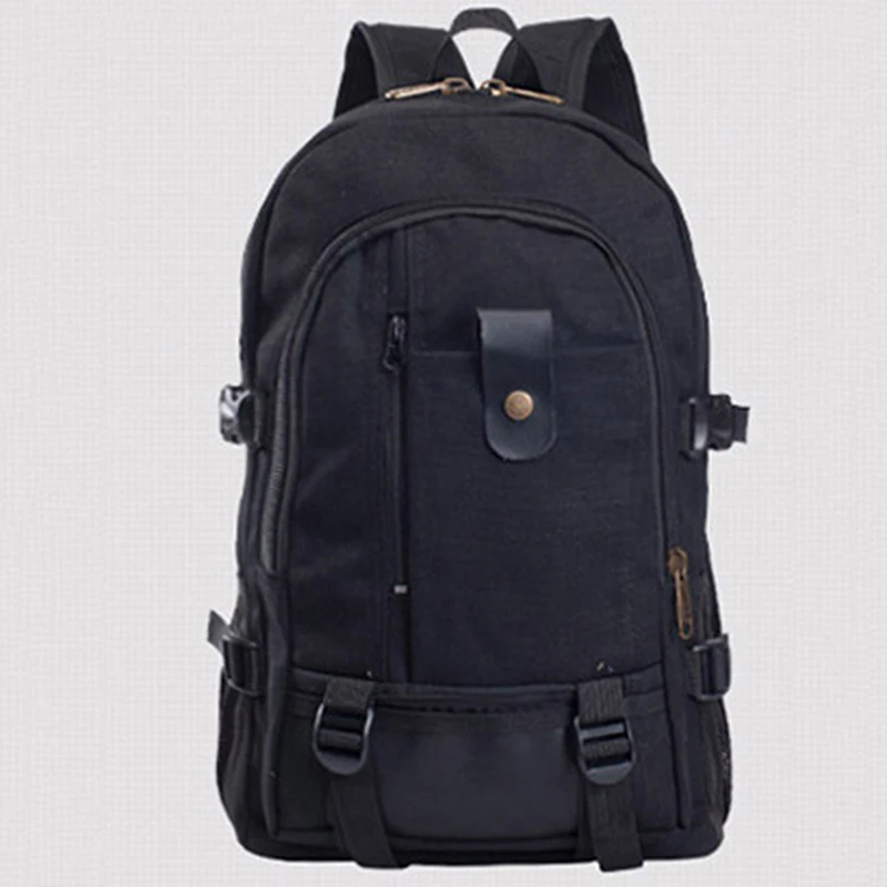 Men's Canvas Backpack Large-capacity Schoolbag Explosion Solid Color Rucksacks Fashion Casual Travel Sport Bag Backpack