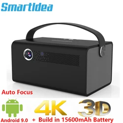 3D-проектор Smartldea 4K Android 9,0 Wi-Fi BT с автофокусом, аккумулятор 15600 мАч, портативный домашний умный динамик-проектор в Zoom HD-in USB