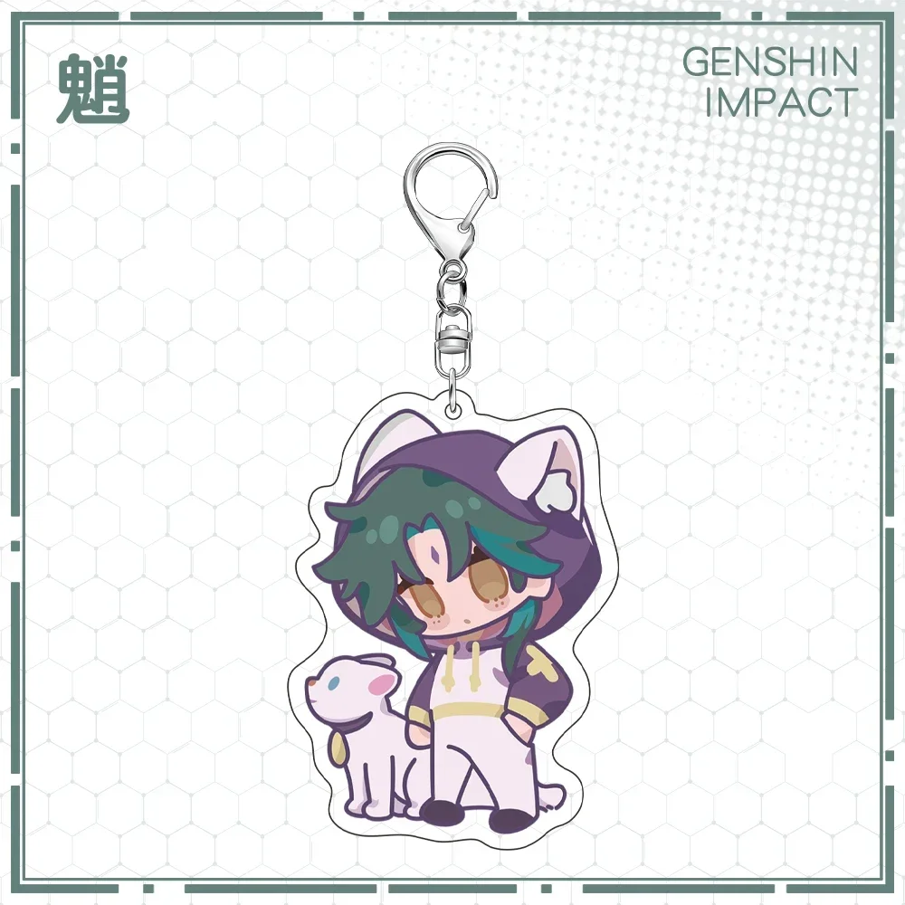 Anime Genshin Impact Tartaglia Venti Xiao Wanderer Neuvillette Kaedehara Kazuha Cosplay Ear series pendant Acrylic Keychain Cute