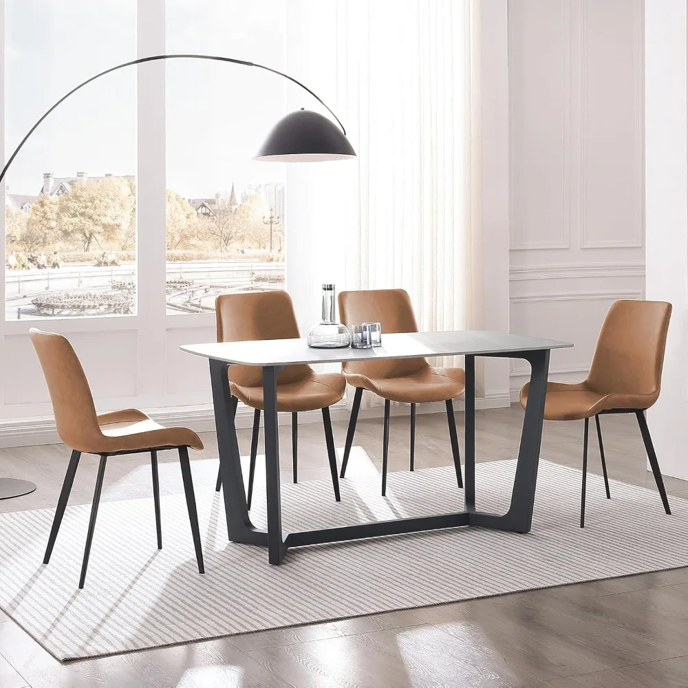 

Dining Chairs, Modern PU Leather Dining Room Chair with Sturdy Metal Legs, Upholstered Seat Dinner Chairs Accent Side Chairs