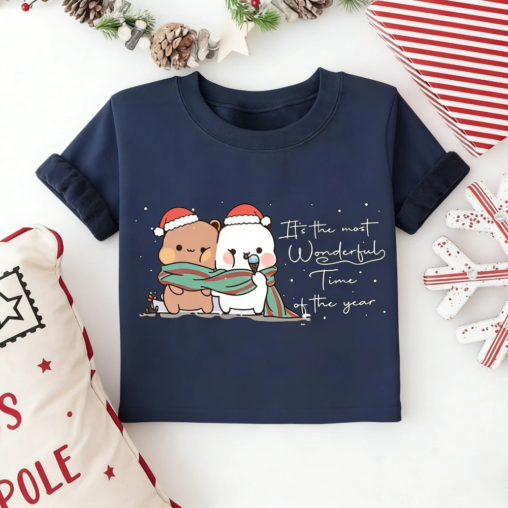 Bubu Dudu Christmas Sweatshirt Kawaii Bear Holiday Crewneck Tshirt Casual Couples Matching Shirt Men Women Xmas Cotton Tops
