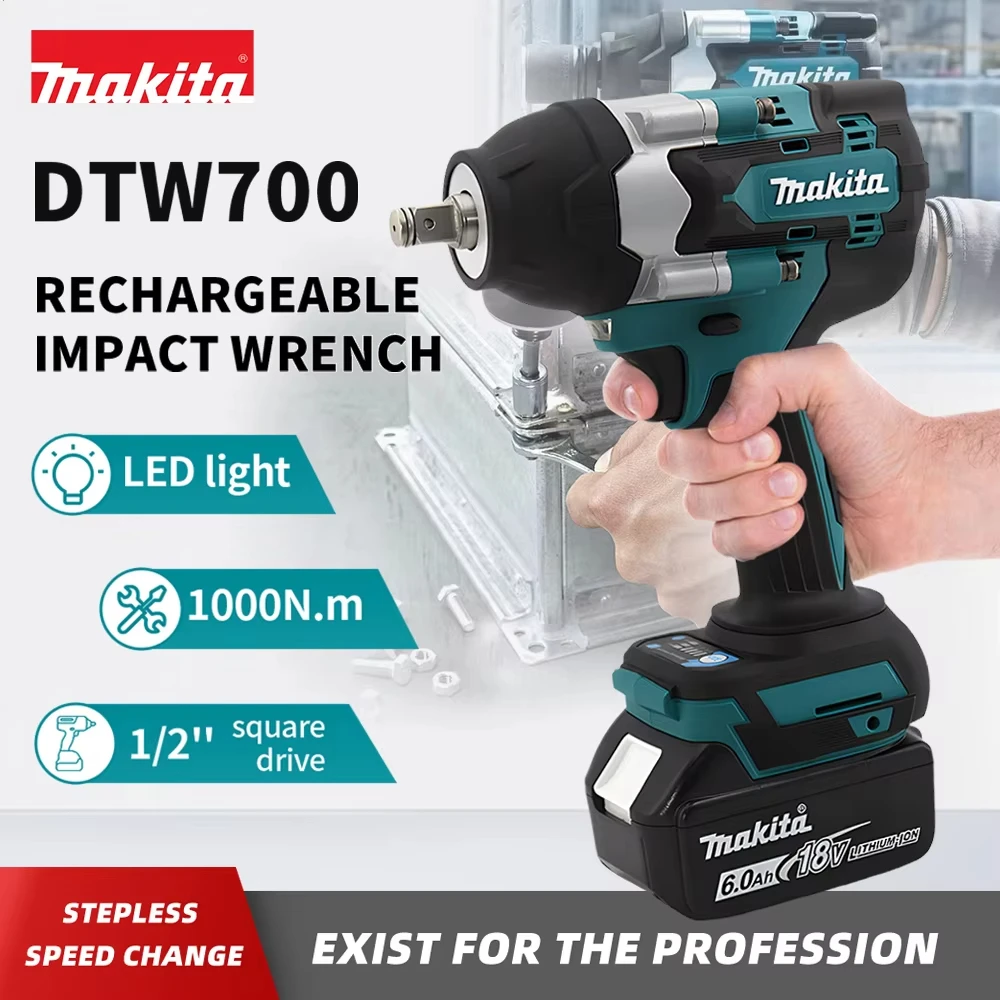 

Makita Brushless DTW700 Electric Impact Wrench Cordless Electric Wrench 1/2 inch for Makita 18V Battery Screwdriver Power Tools