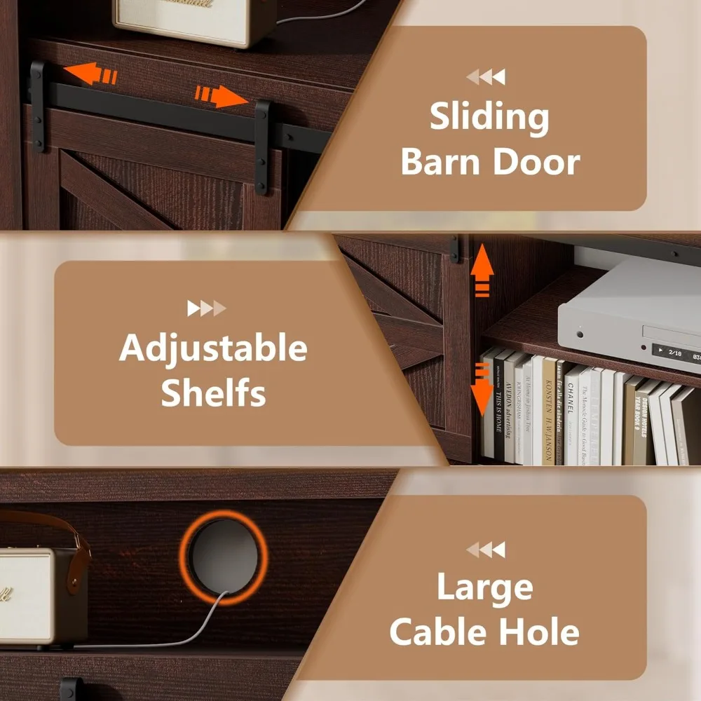Mueble para TV de más de 65 pulgadas con 26 chimenea, mueble de almacenamiento y estantes ajustables Centro de entretenimiento