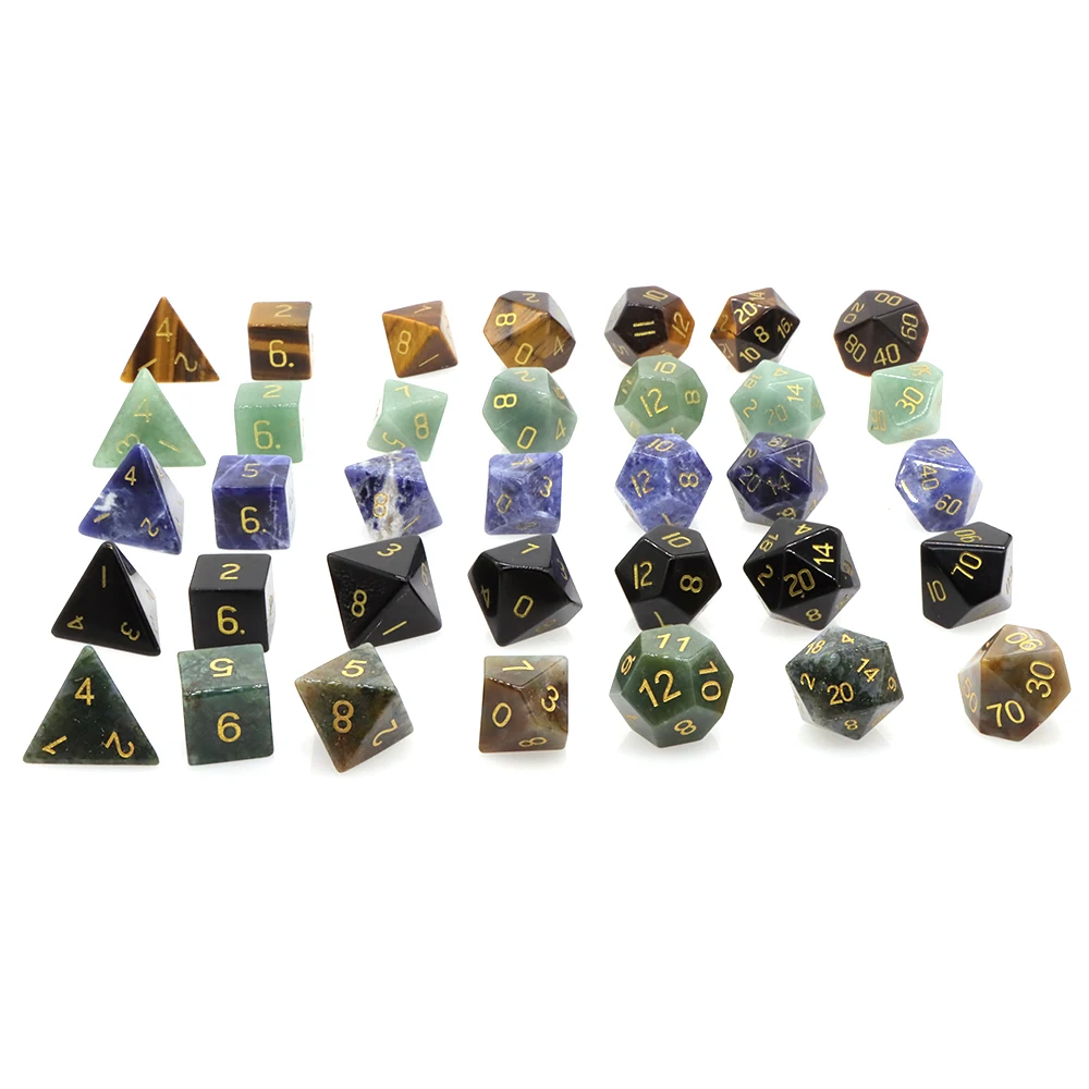 Polyhedral Dice Set Healing Crystals 7 PCS Natural Stones Dungeon and Dragons Board Game Accessories Supplies Lots Wholesale